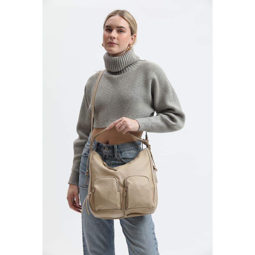 Woman wearing Natural Moda Luxe Marla Hobo 842017134039 View 2 | Natural