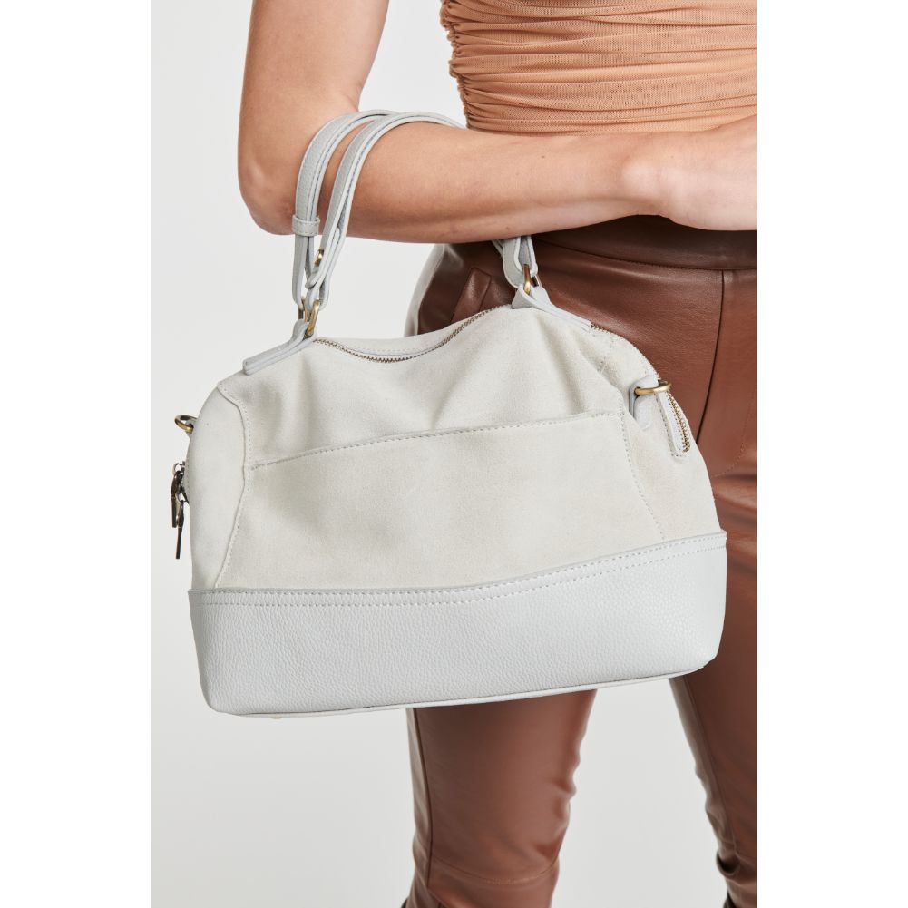Woman wearing Grey Moda Luxe Matilda Satchel 842017118947 View 2 | Grey