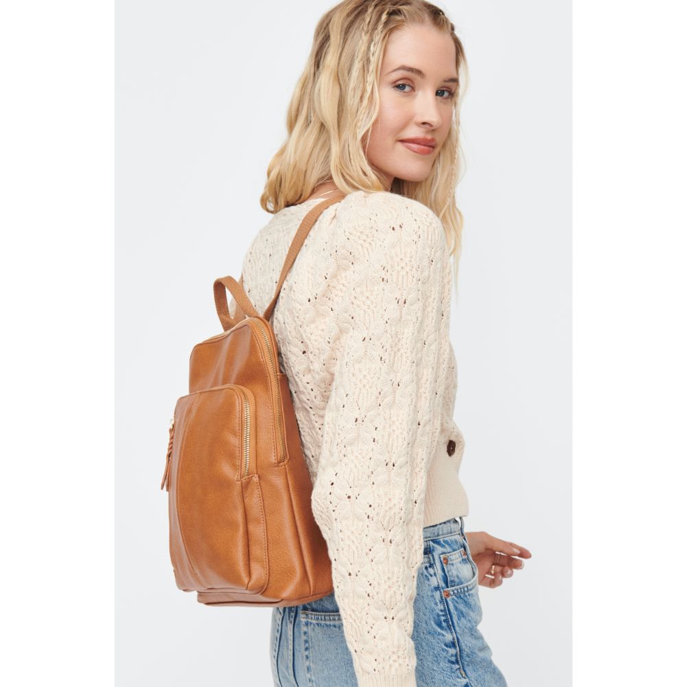Woman wearing Tan Moda Luxe Lily Backpack 842017130321 View 2 | Tan