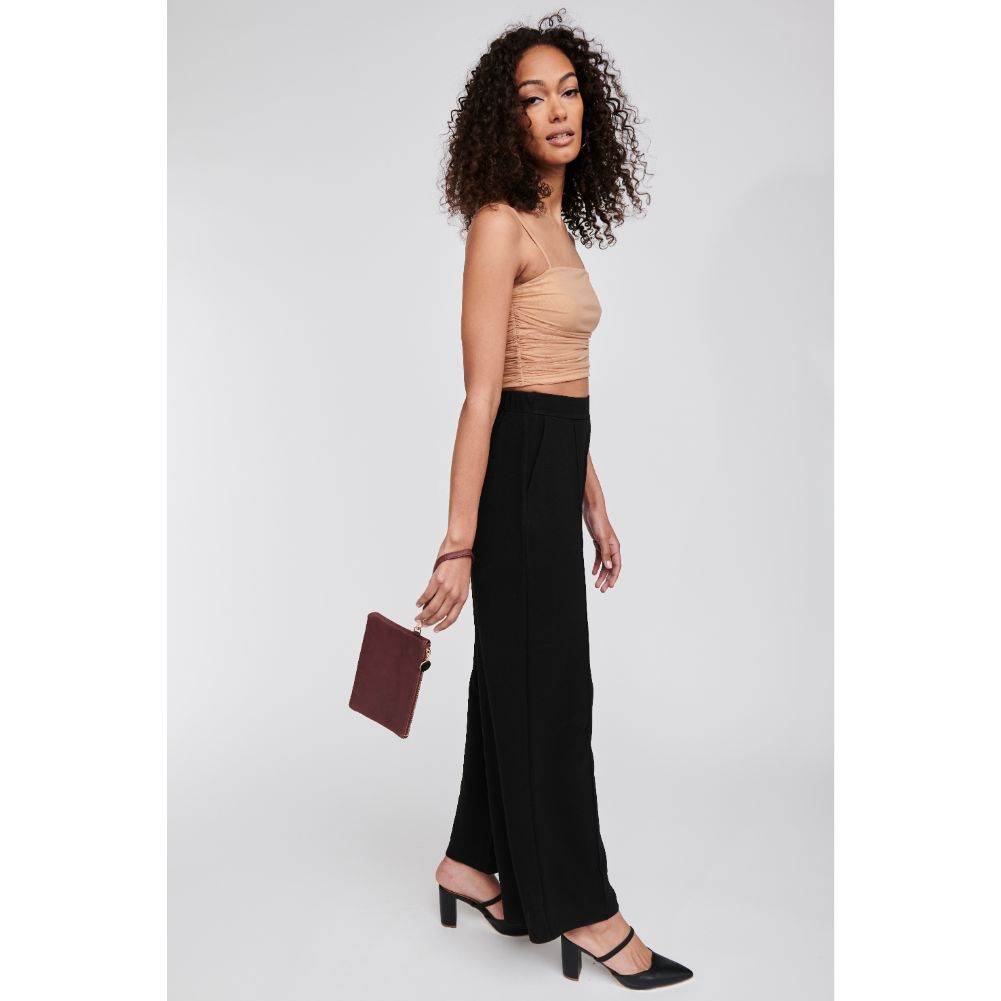 Woman wearing Burgundy Moda Luxe Olivia Wristlet 842017117926 View 4 | Burgundy