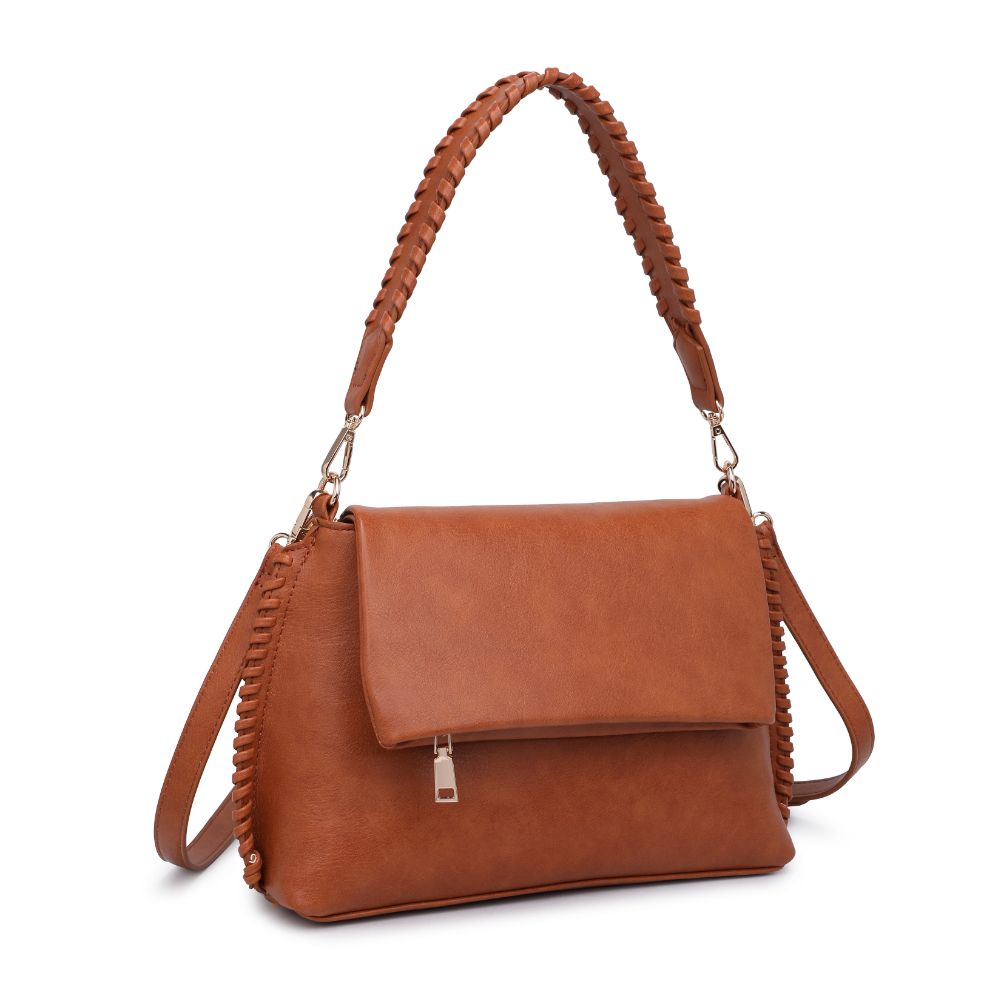 Woman wearing Tan Moda Luxe Gracie Messenger 842017129776 View 6 | Tan