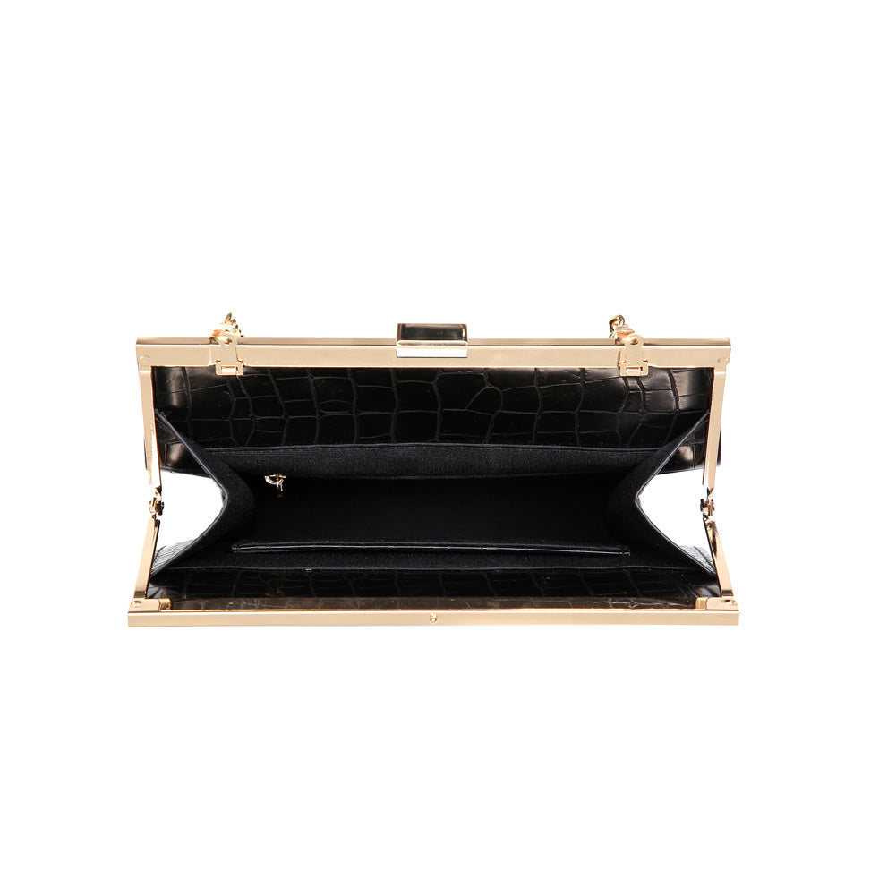 Product Image of Moda Luxe Anastasia Croc Clutch 842017116462 View 4 | Black