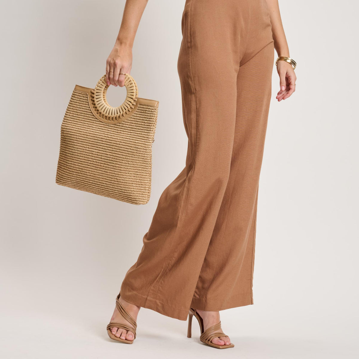 Woman wearing Natural Moda Luxe Tessa Crossbody 842017141204 View 3 | Natural