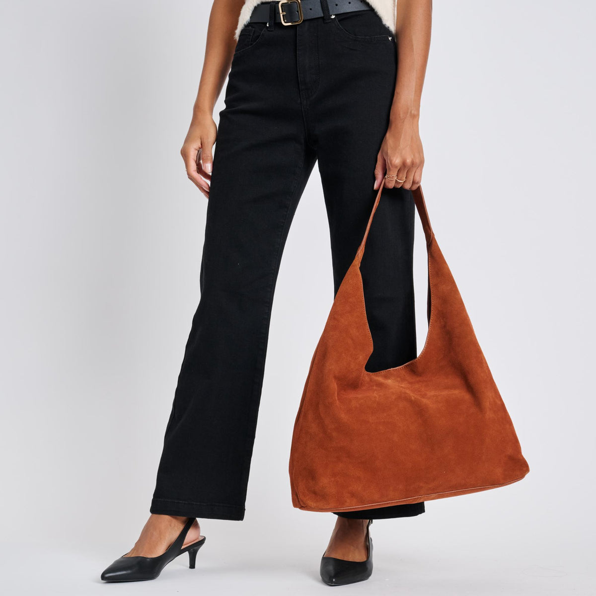 Woman wearing Tan Moda Luxe Amber Hobo 842017137061 View 4 | Tan