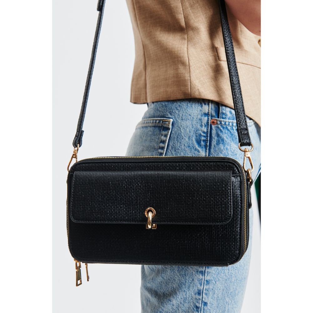 Woman wearing Black Moda Luxe Peggy Crossbody 842017131984 View 4 | Black