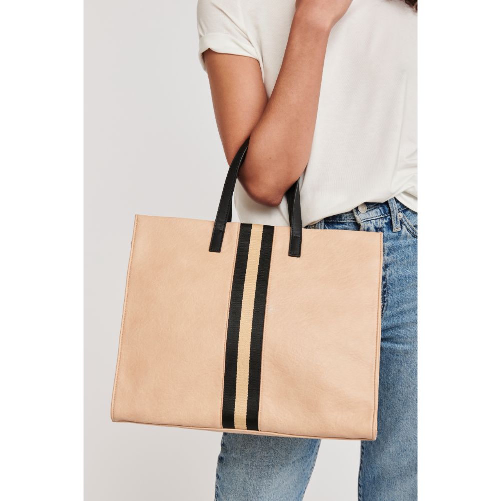 Woman wearing Natural Moda Luxe Julian Tote 842017118497 View 2 | Natural