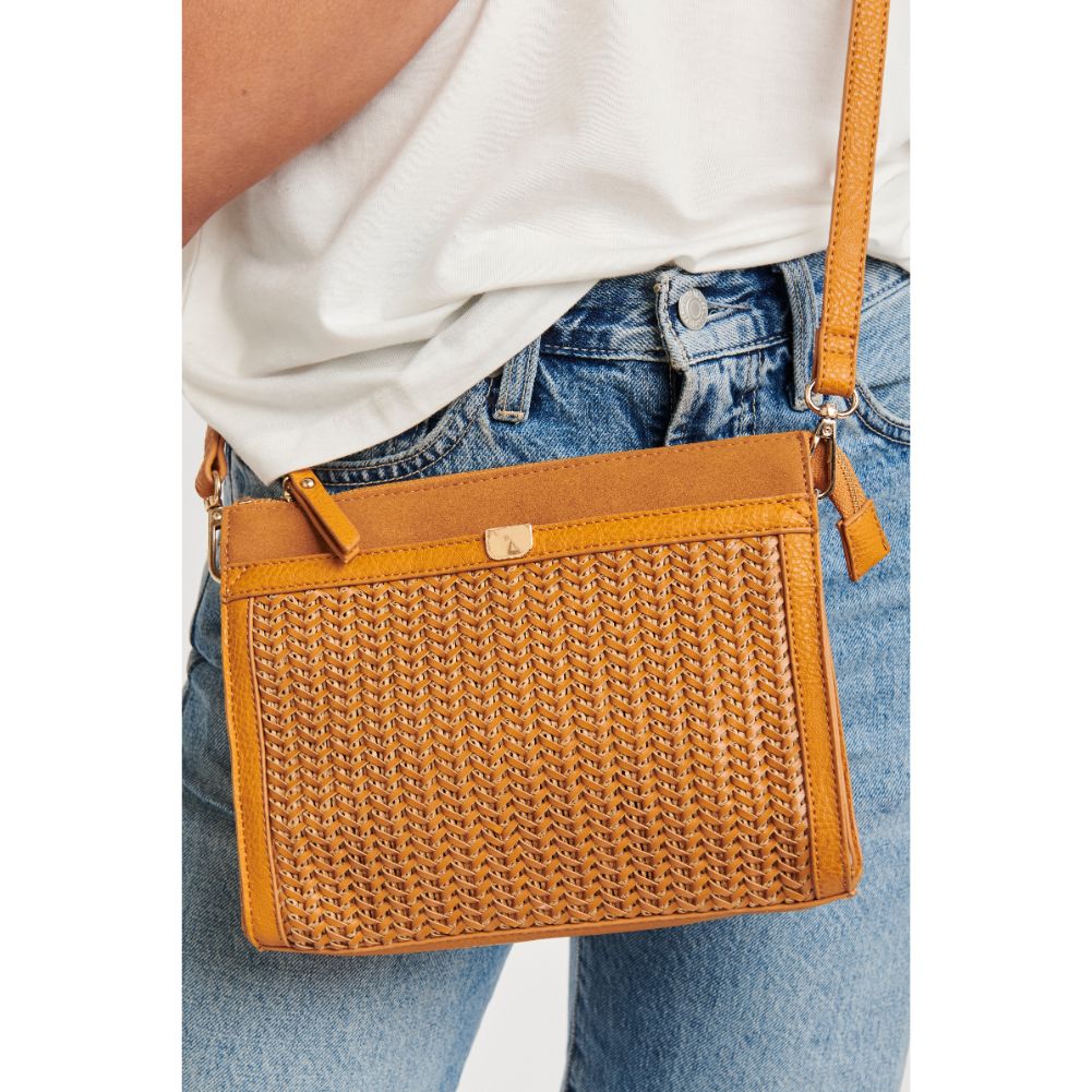 Woman wearing Tan Moda Luxe Hollie Crossbody 842017123422 View 2 | Tan