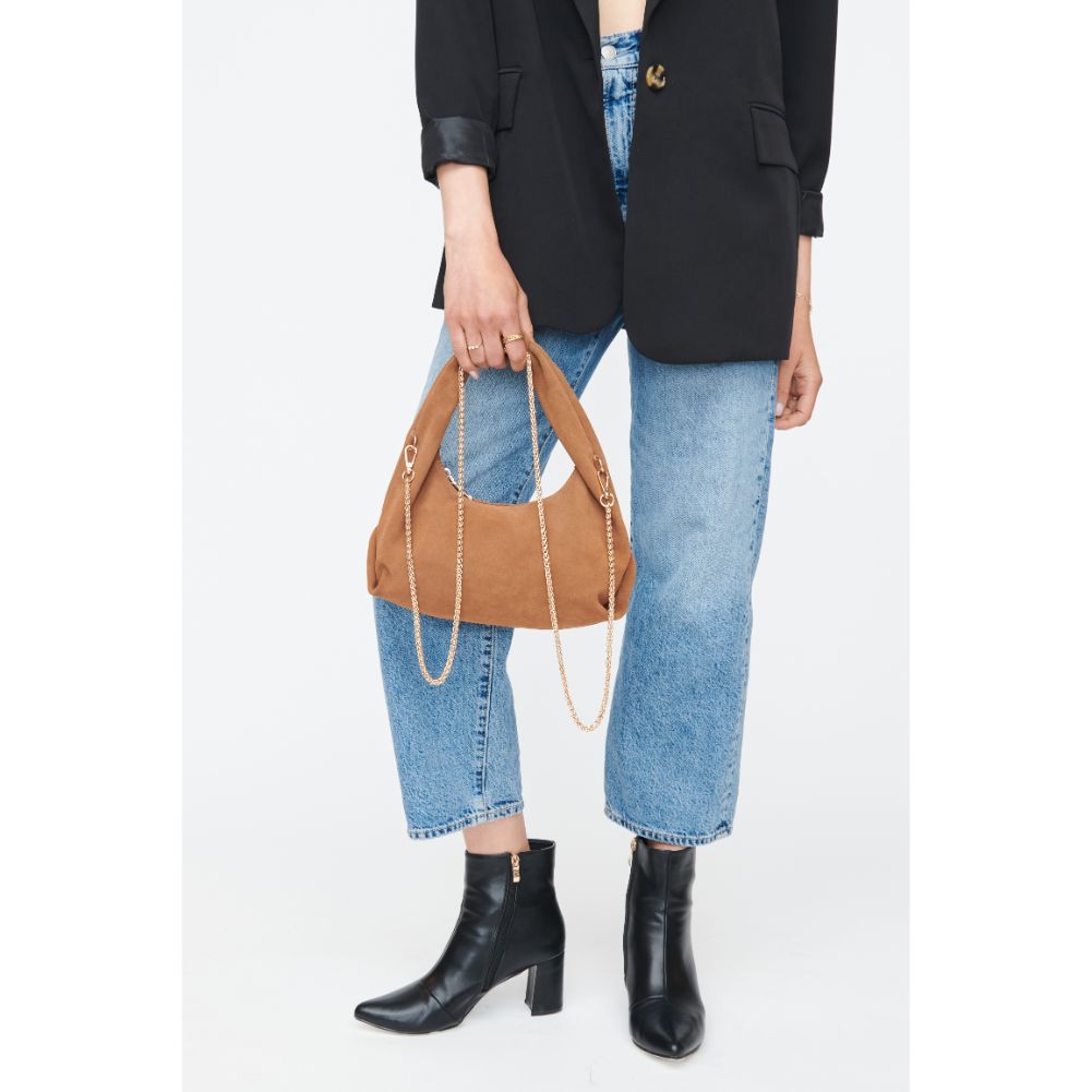 Woman wearing Tan Moda Luxe Grace Shoulder Bag 842017130413 View 2 | Tan