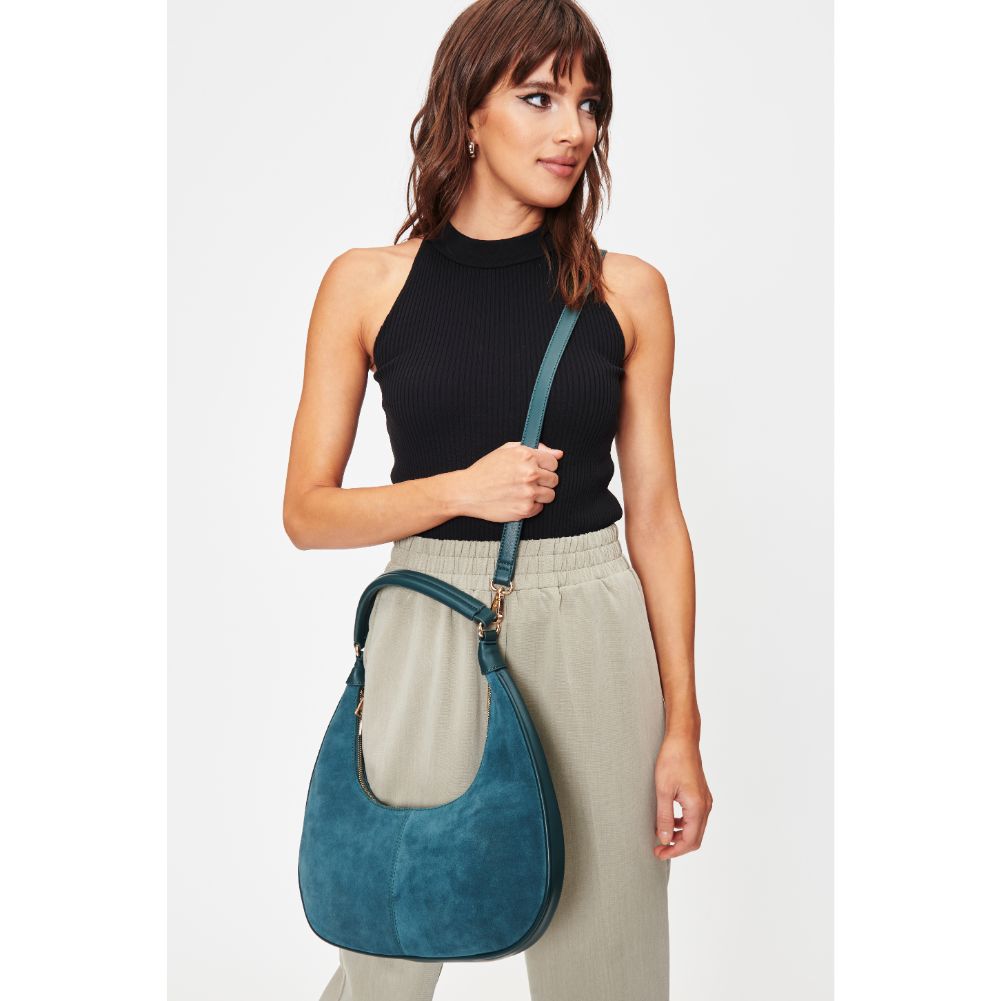 Woman wearing Hunter Green Moda Luxe Teresa Shoulder Bag 842017128298 View 2 | Hunter Green