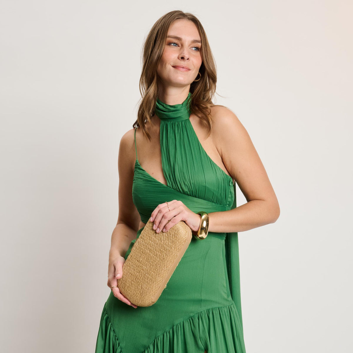 Woman wearing Natural Moda Luxe Quinn Evening Bag 842017141167 View 4 | Natural