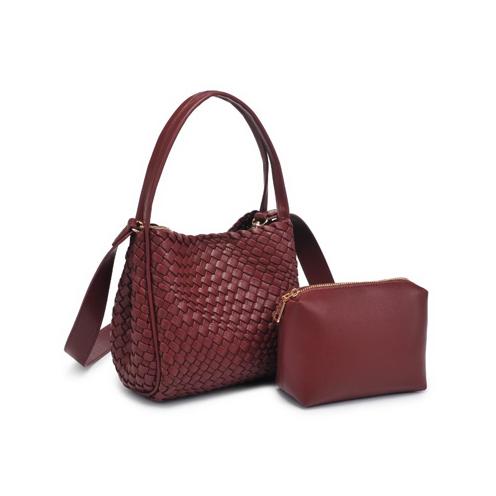Woman wearing Burgundy Moda Luxe Roxy Crossbody 842017136279 View 6 | Burgundy