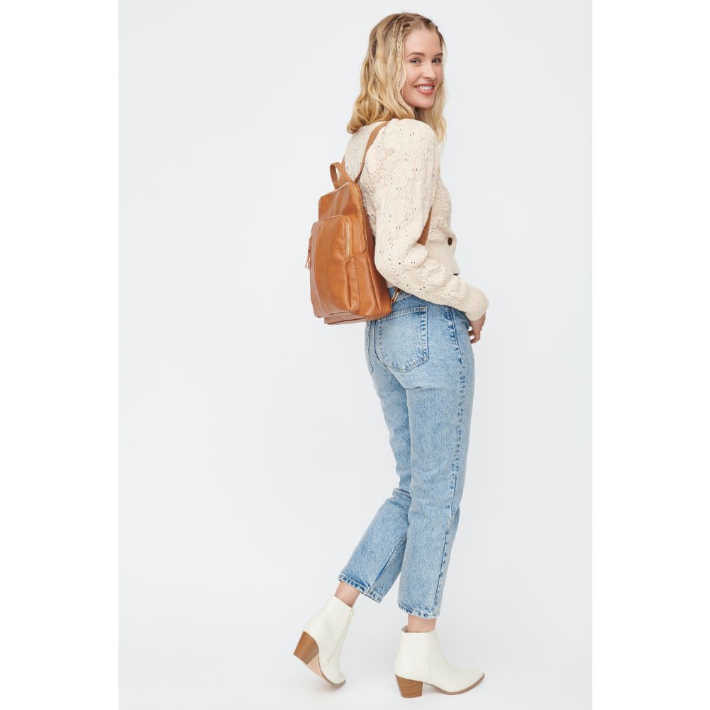 Woman wearing Tan Moda Luxe Lily Backpack 842017130321 View 3 | Tan