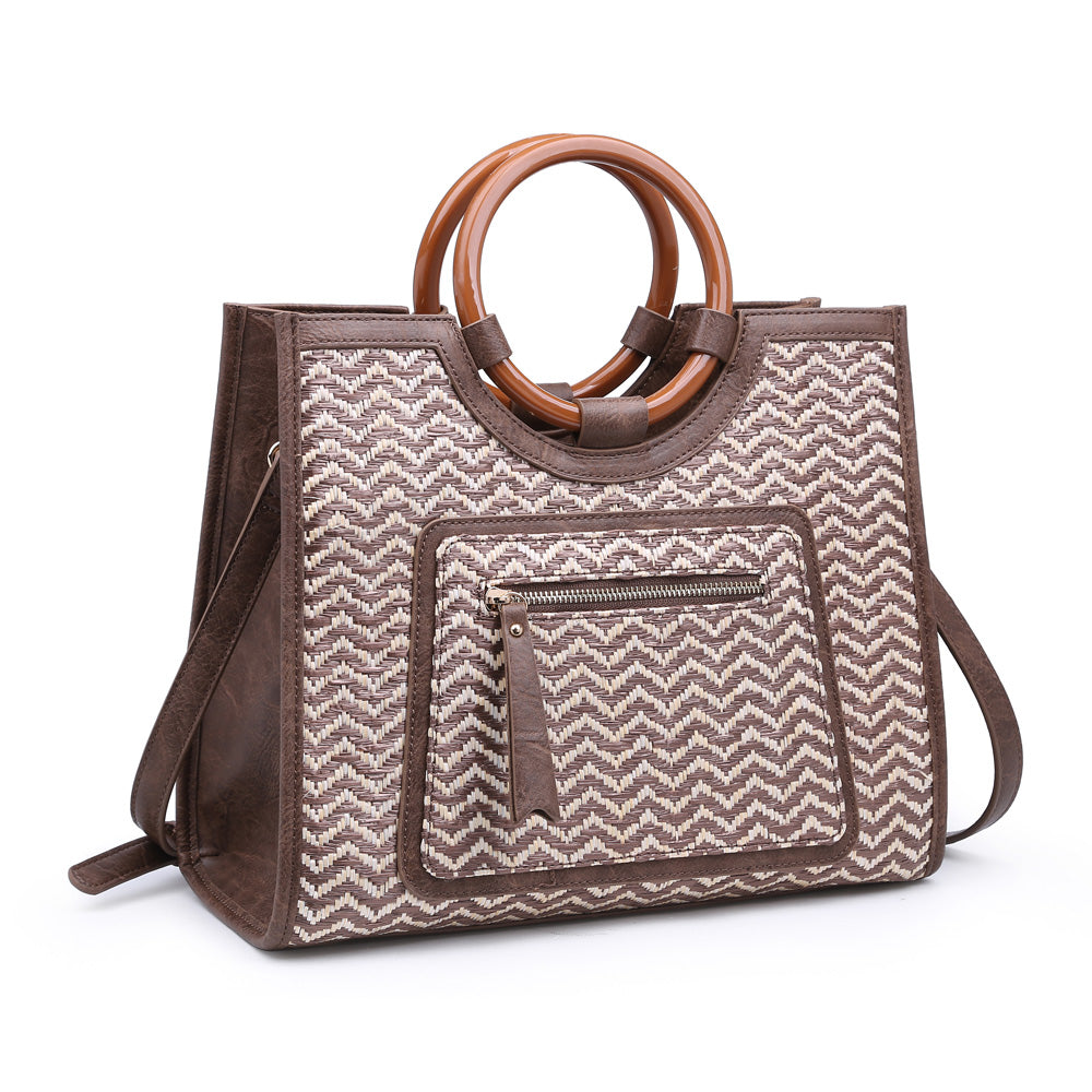 Woman wearing Brown Moda Luxe Laguna Print Satchel 842017118879 View 6 | Brown