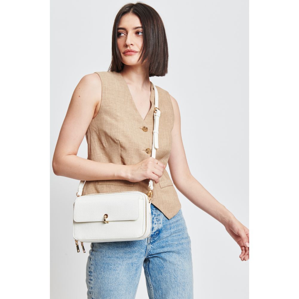 Woman wearing White Moda Luxe Peggy Crossbody 842017132004 View 1 | White