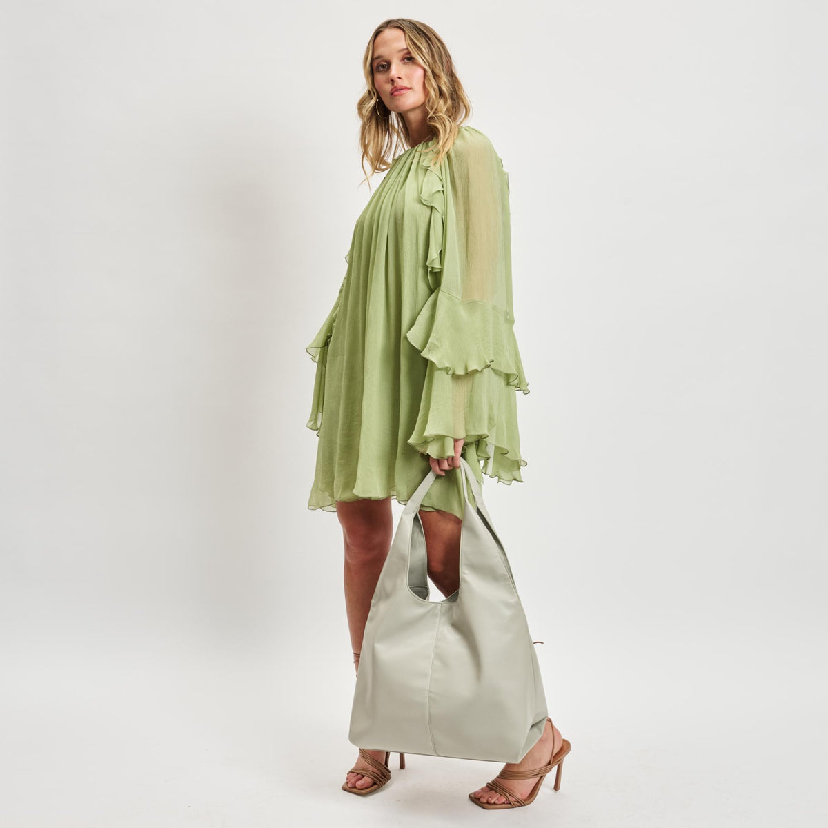 Woman wearing Bone Moda Luxe Faye Hobo 842017138778 View 3 | Bone