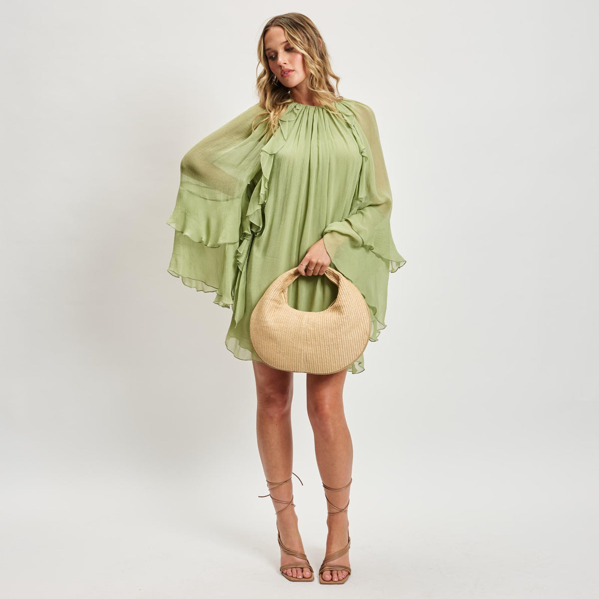 Woman wearing Natural Moda Luxe Farrah - Straw Hobo 842017138662 View 4 | Natural