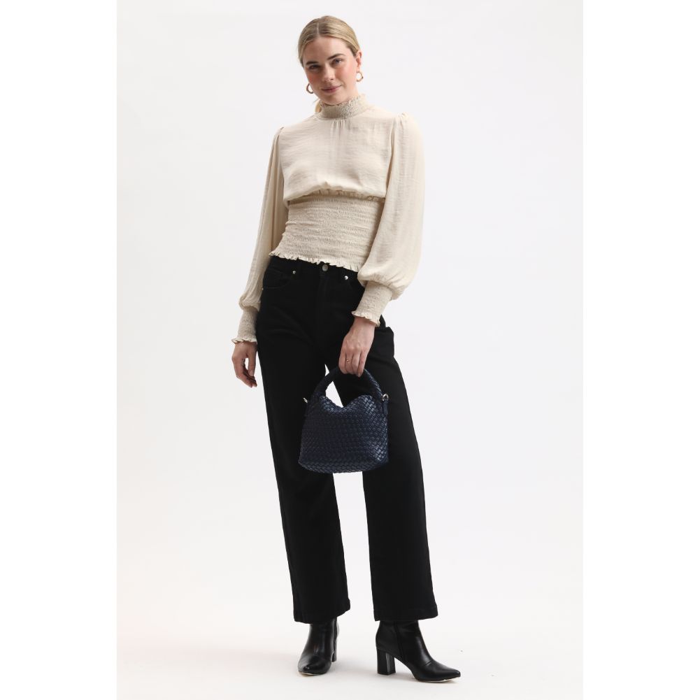 Woman wearing Midnight Moda Luxe Jessamine Crossbody 842017133063 View 3 | Midnight