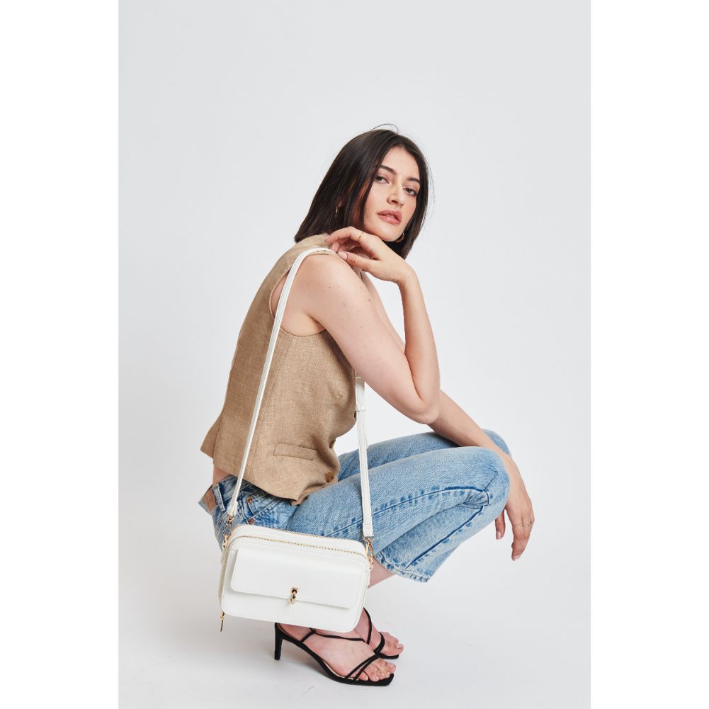 Woman wearing White Moda Luxe Peggy Crossbody 842017132004 View 3 | White