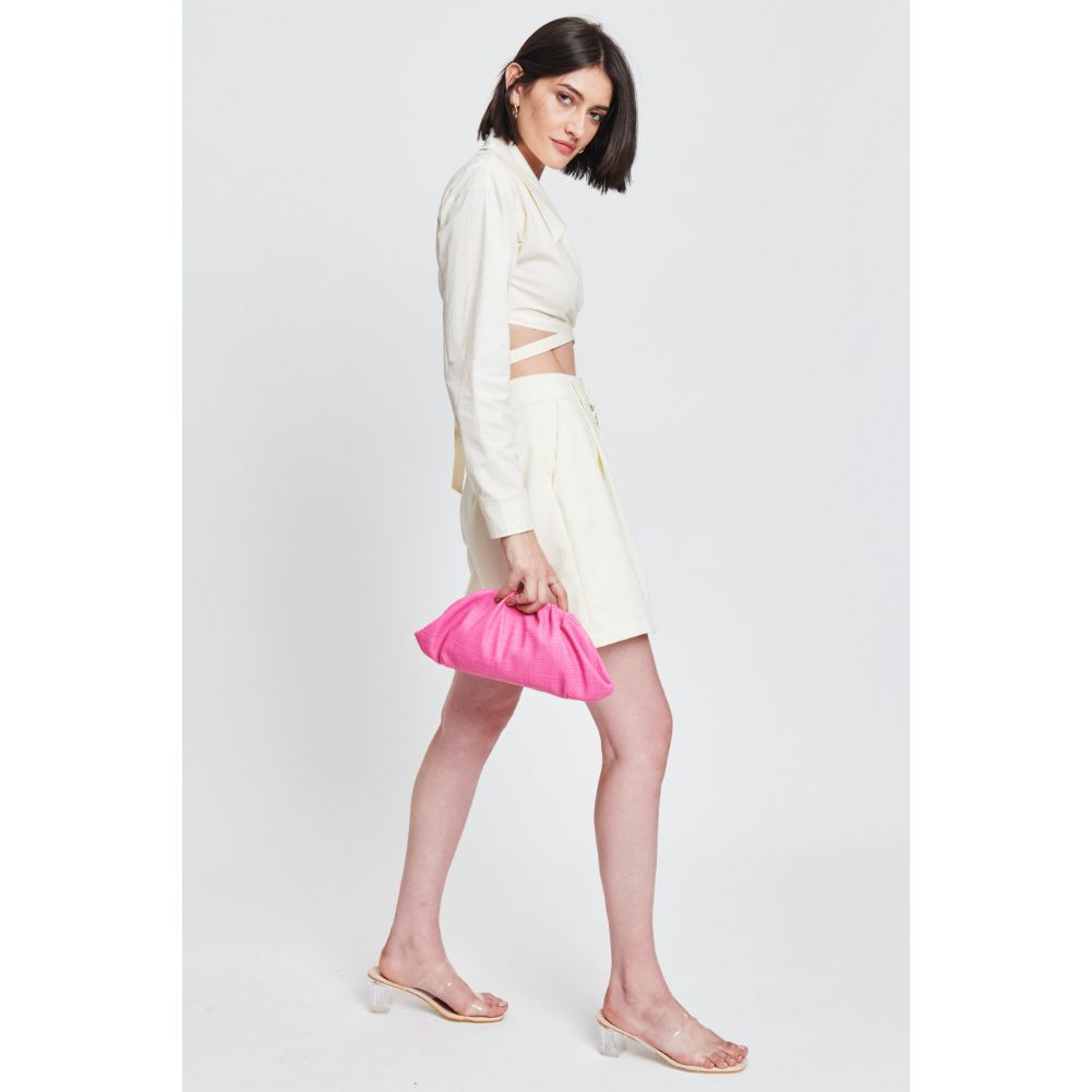 Woman wearing Hot Pink Moda Luxe Jewel Clutch 842017131861 View 2 | Hot Pink