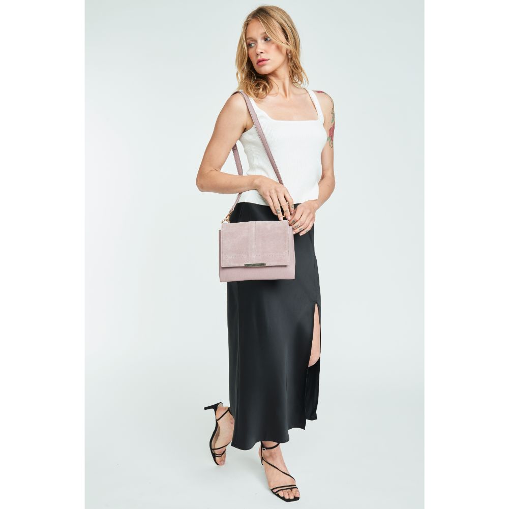 Woman wearing Mauve Moda Luxe Alexis Crossbody 842017121756 View 3 | Mauve