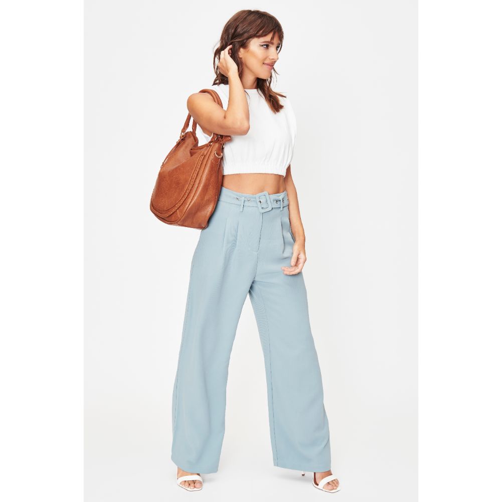 Woman wearing Cognac Moda Luxe Lindsay Hobo 842017128144 View 4 | Cognac