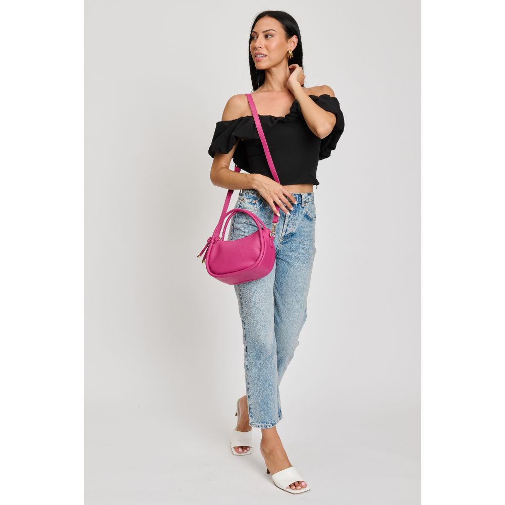 Woman wearing Magenta Moda Luxe Celine Crossbody 842017133612 View 4 | Magenta