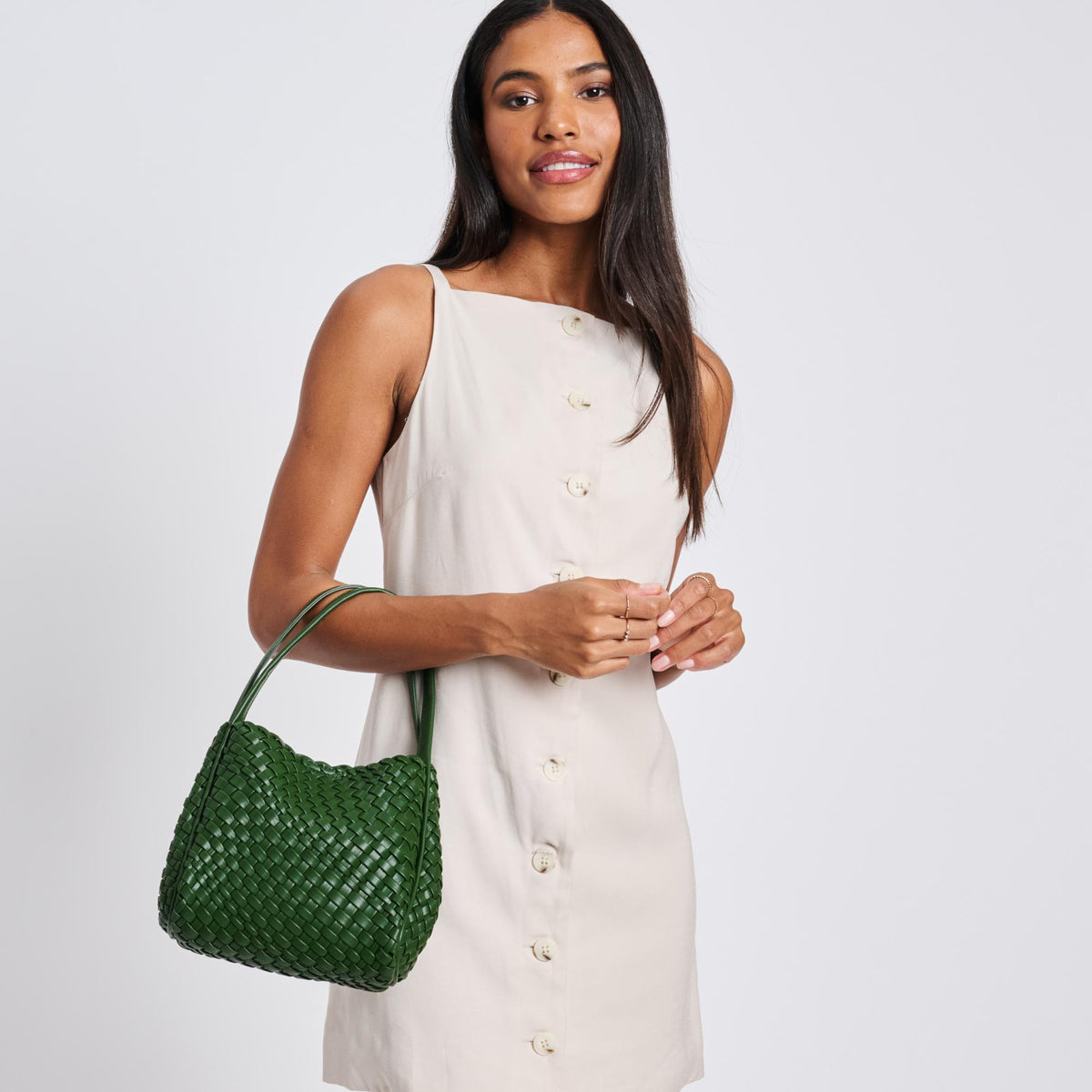 Woman wearing Forest Moda Luxe Roxy Crossbody 842017136286 View 3 | Forest