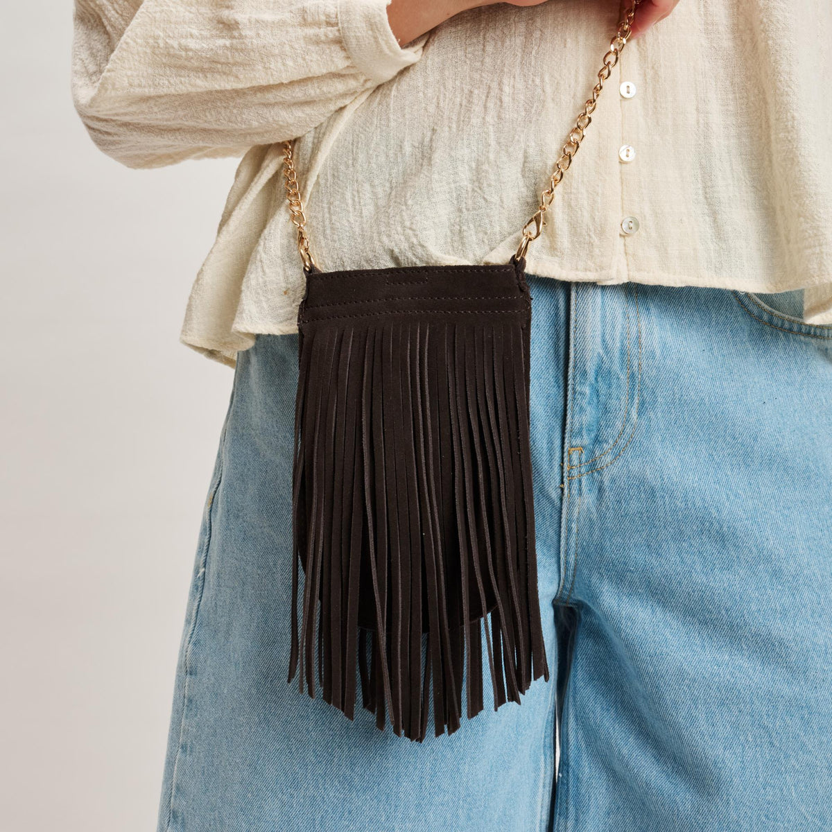 Woman wearing Chocolate Moda Luxe River Evening Bag 842017140504 View 2 | Chocolate