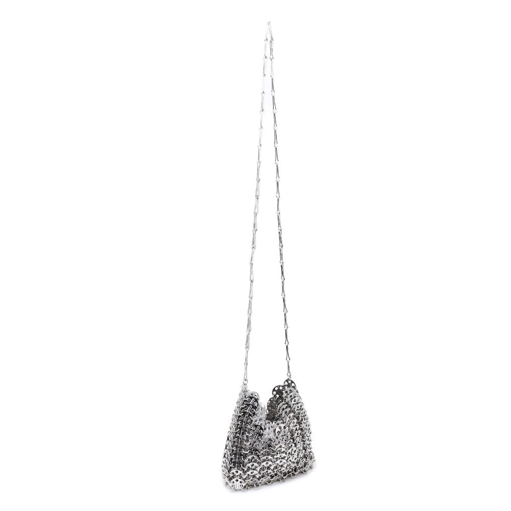 Woman wearing Silver Moda Luxe Gwen Evening Bag 842017133391 View 6 | Silver