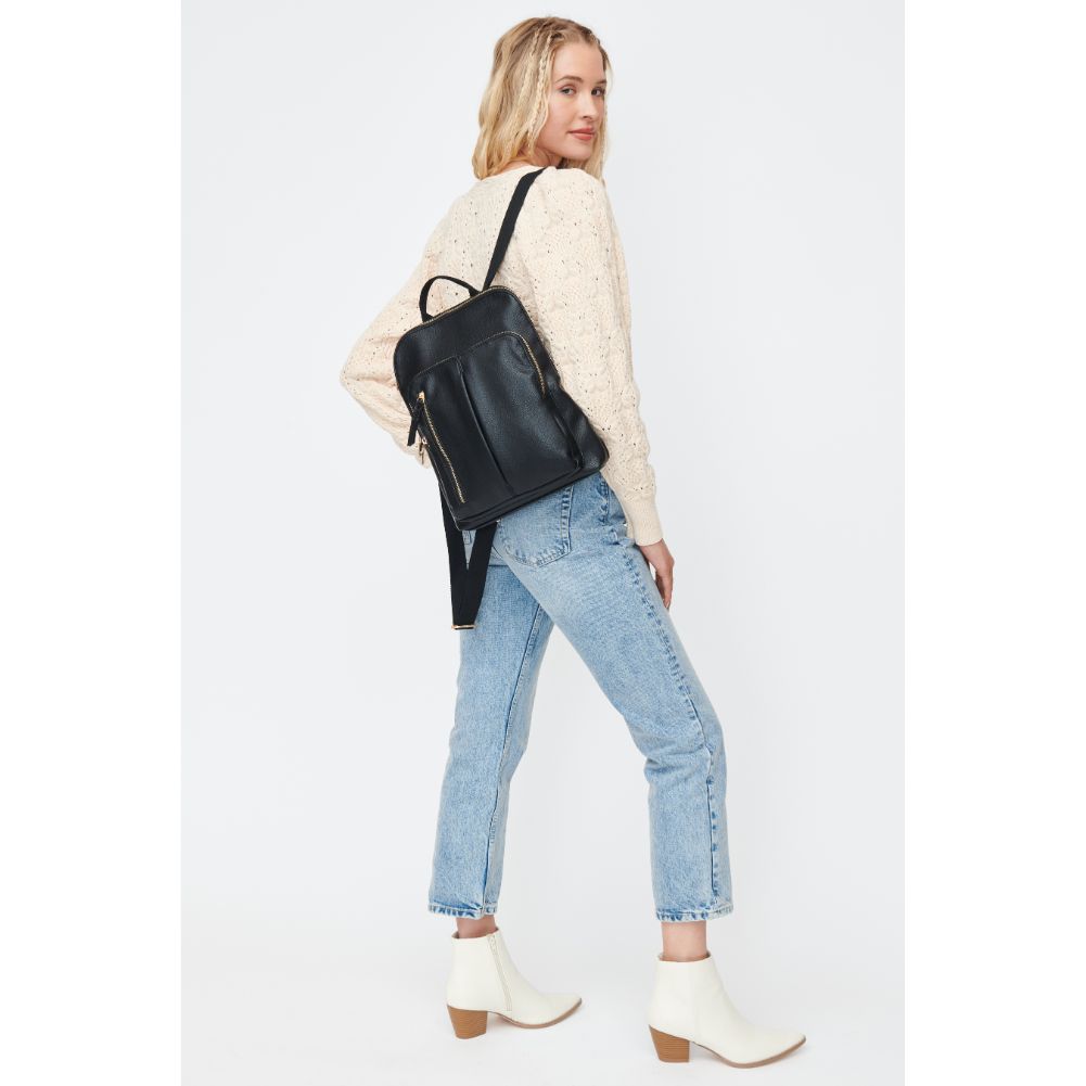 Woman wearing Black Moda Luxe Lily Backpack 842017130314 View 3 | Black