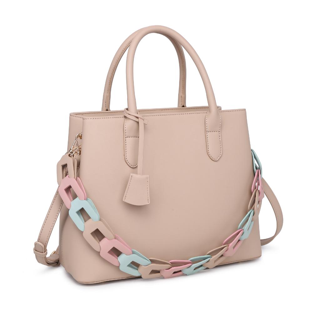 Woman wearing Natural Moda Luxe Regalina Satchel 842017135326 View 6 | Natural