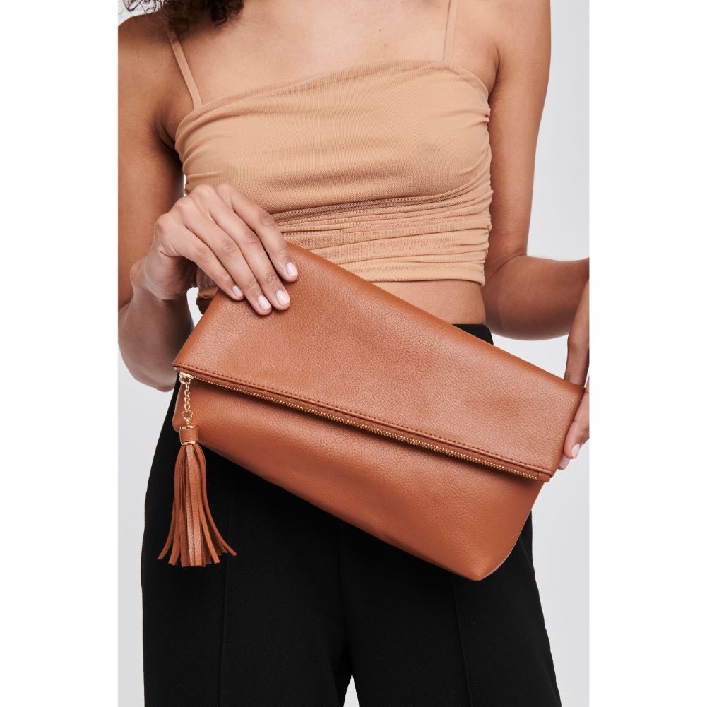 Woman wearing Tan Moda Luxe Maribel Crossbody 842017123507 View 2 | Tan