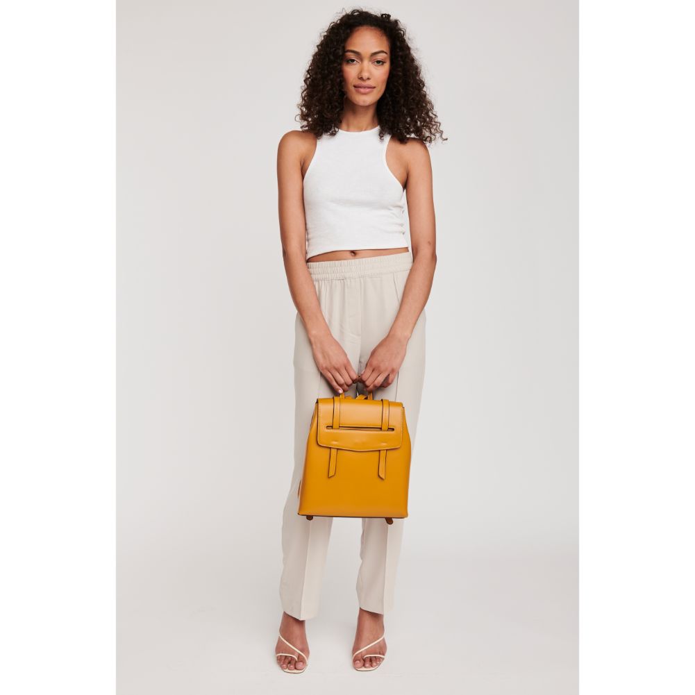Woman wearing Mustard Moda Luxe Parker Backpack 842017122388 View 3 | Mustard