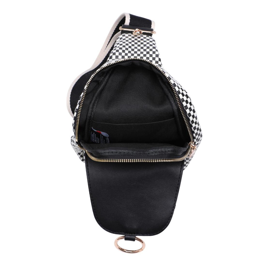 Product Image of Moda Luxe Regina - Checkered Sling Backpack 842017136194 View 8 | Black White