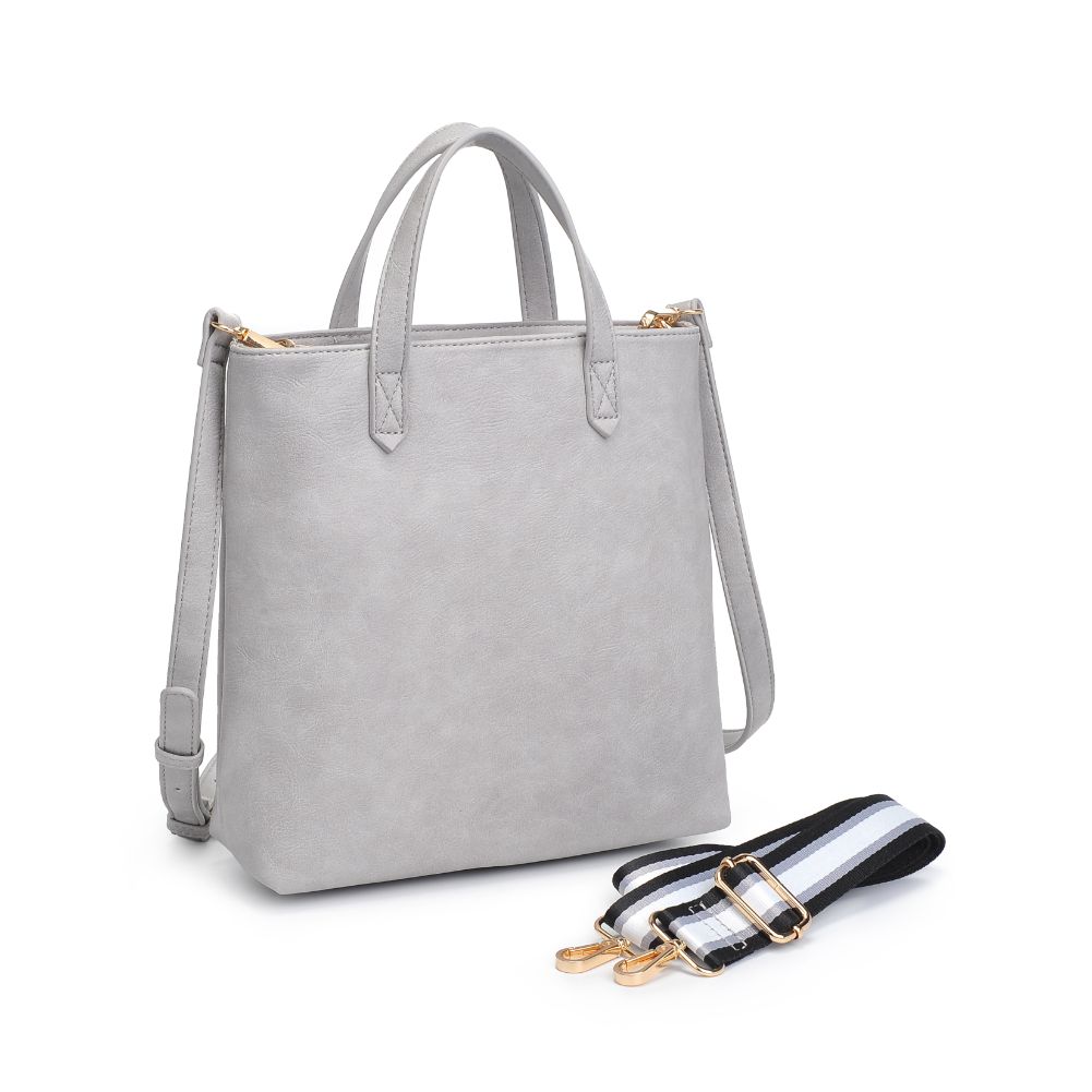 Woman wearing Grey Moda Luxe Selena Mini Tote 842017126812 View 6 | Grey