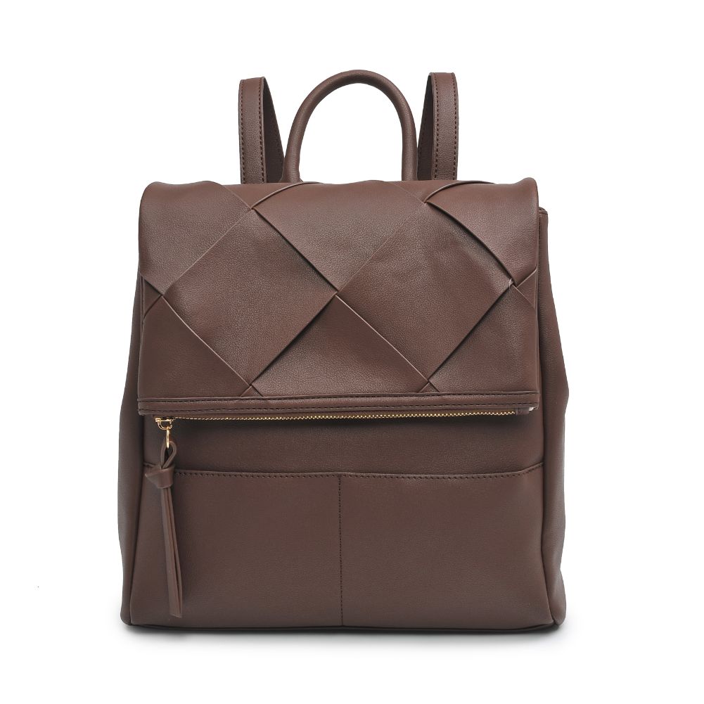 Woman wearing Chocolate Moda Luxe Ryan Backpack 842017128809 View 5 | Chocolate