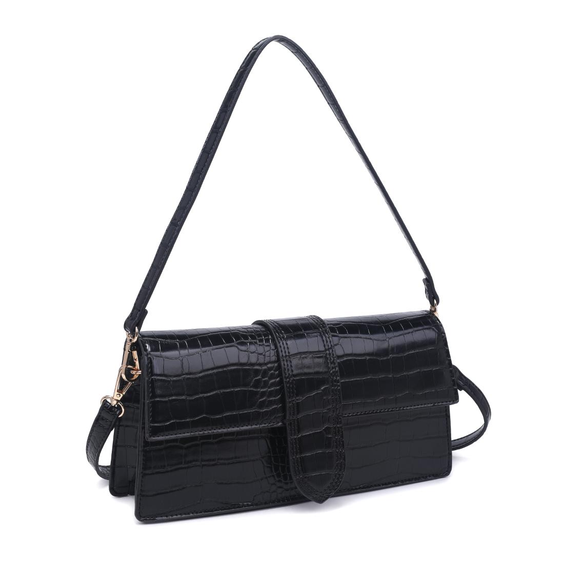 Woman wearing Black Moda Luxe Violet - Croco Crossbody 842017140061 View 6 | Black