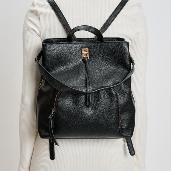 バックパック・リュック MEDIUM LEATHER AND FABRIC BACKPACK Genevieve Backpack - Moda Luxe