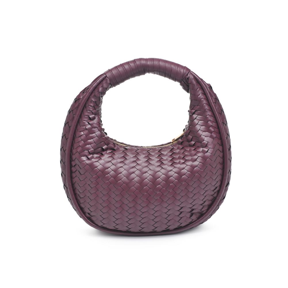 Woman wearing Wine Moda Luxe Cassidy Clutch 842017136323 View 7 | Wine