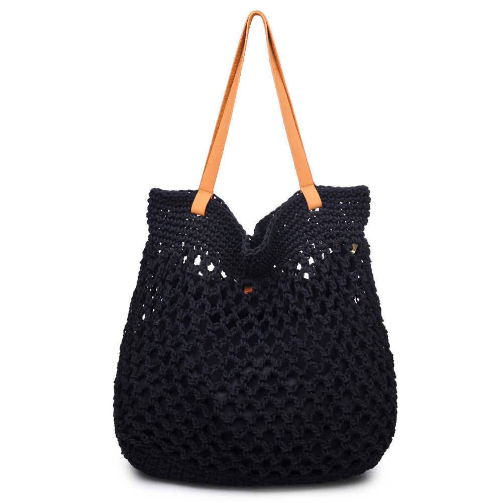 Woman wearing Black Moda Luxe Bacara Tote 842017105244 View 7 | Black