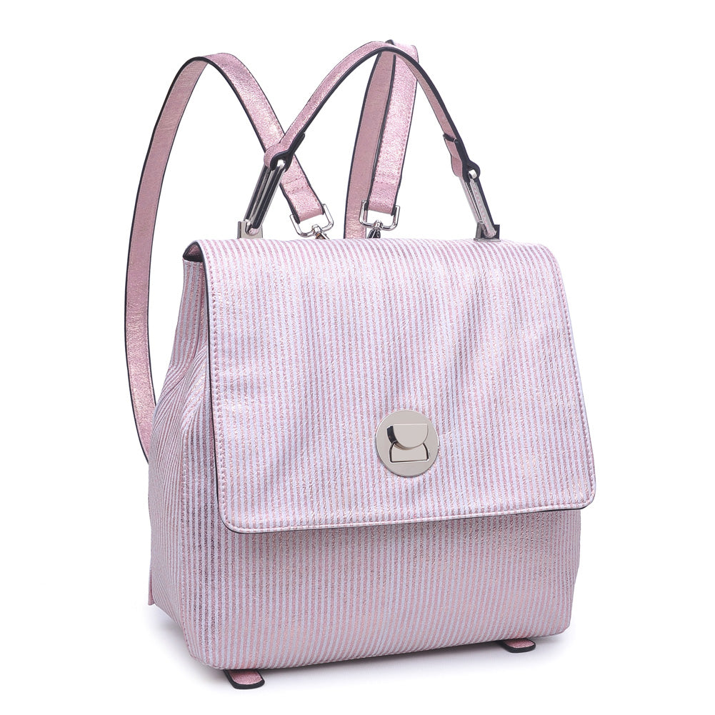 Woman wearing Pink Moda Luxe Antoinette-Striped Backpack 842017112082 View 6 | Pink