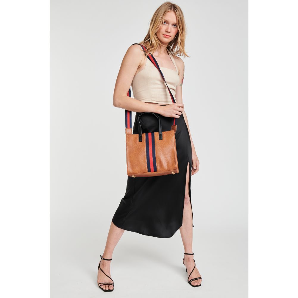 Woman wearing Tan Moda Luxe Jasmine Tote 842017126980 View 2 | Tan