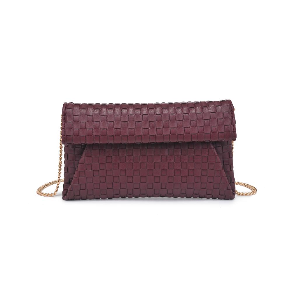 Woman wearing Wine Moda Luxe Priscilla Clutch 842017136583 View 5 | Wine