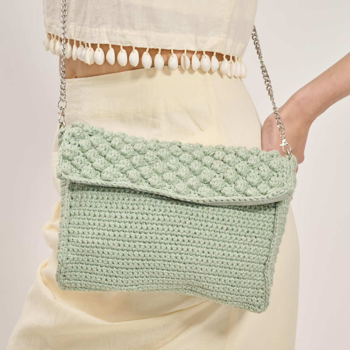Woman wearing Mint Moda Luxe Celeste Crossbody 842017137795 View 4 | Mint