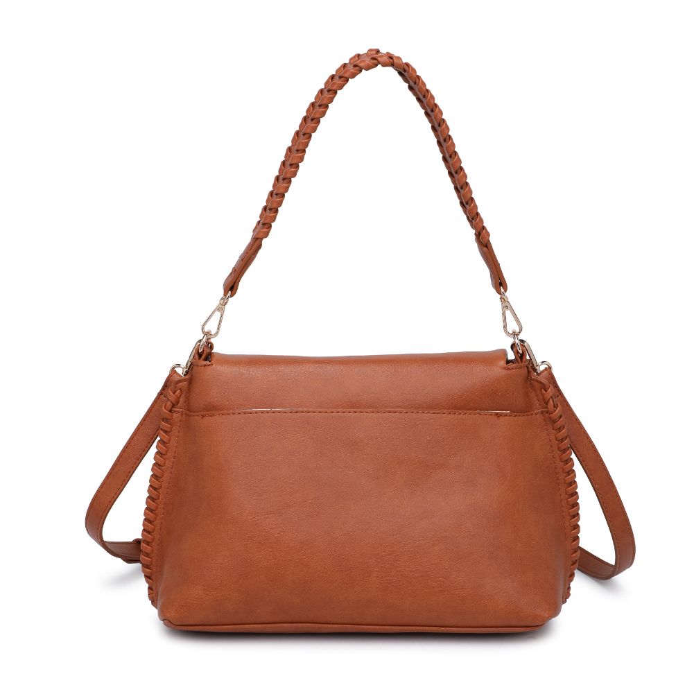 Woman wearing Tan Moda Luxe Gracie Messenger 842017129776 View 7 | Tan