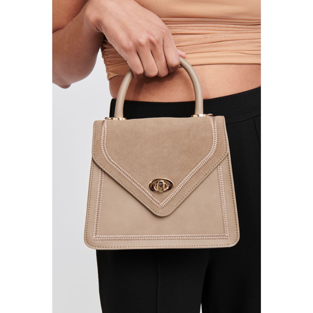 Woman wearing Taupe Moda Luxe Marie Crossbody 842017121237 View 3 | Taupe