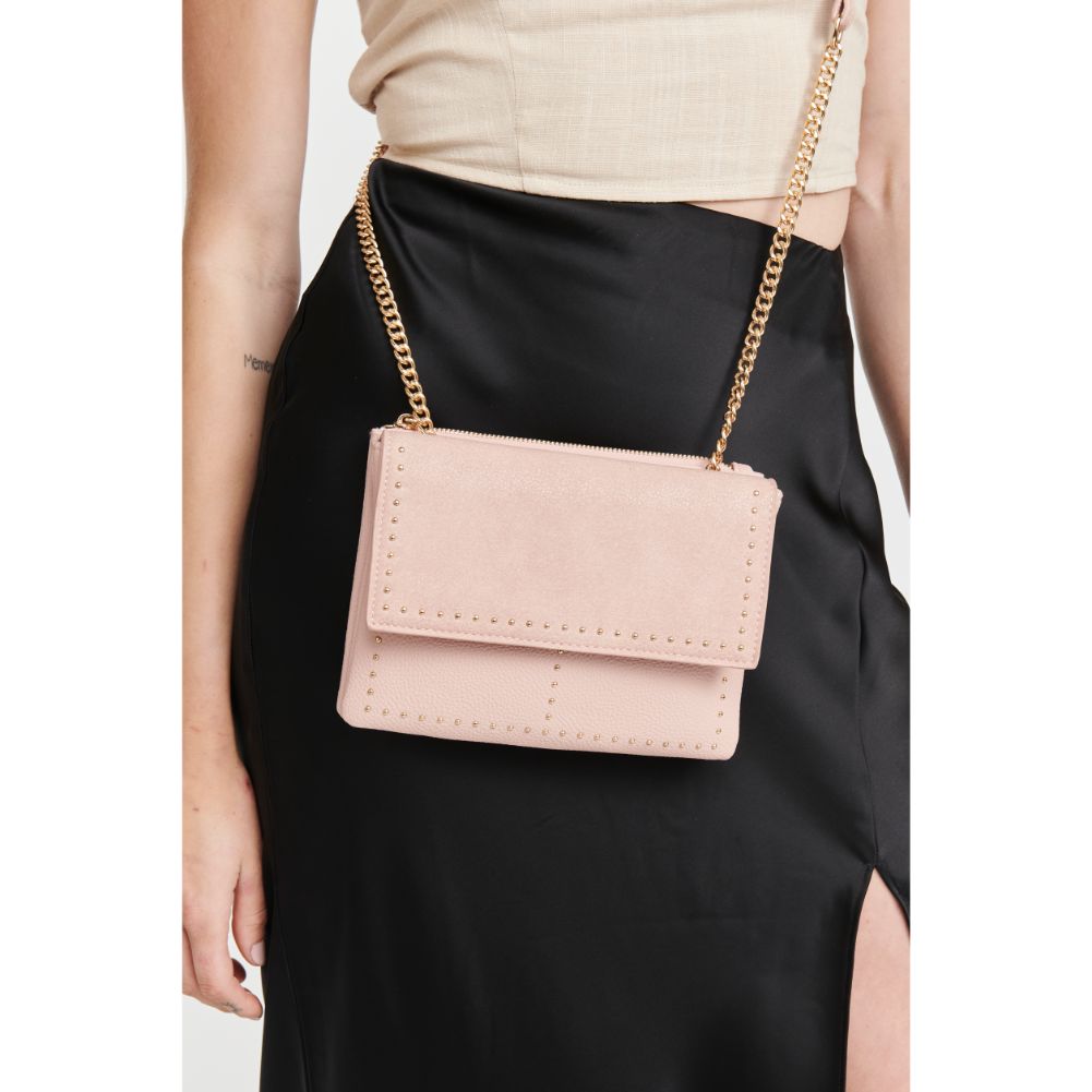 Woman wearing Pink Moda Luxe Fate Crossbody 842017111597 View 2 | Pink