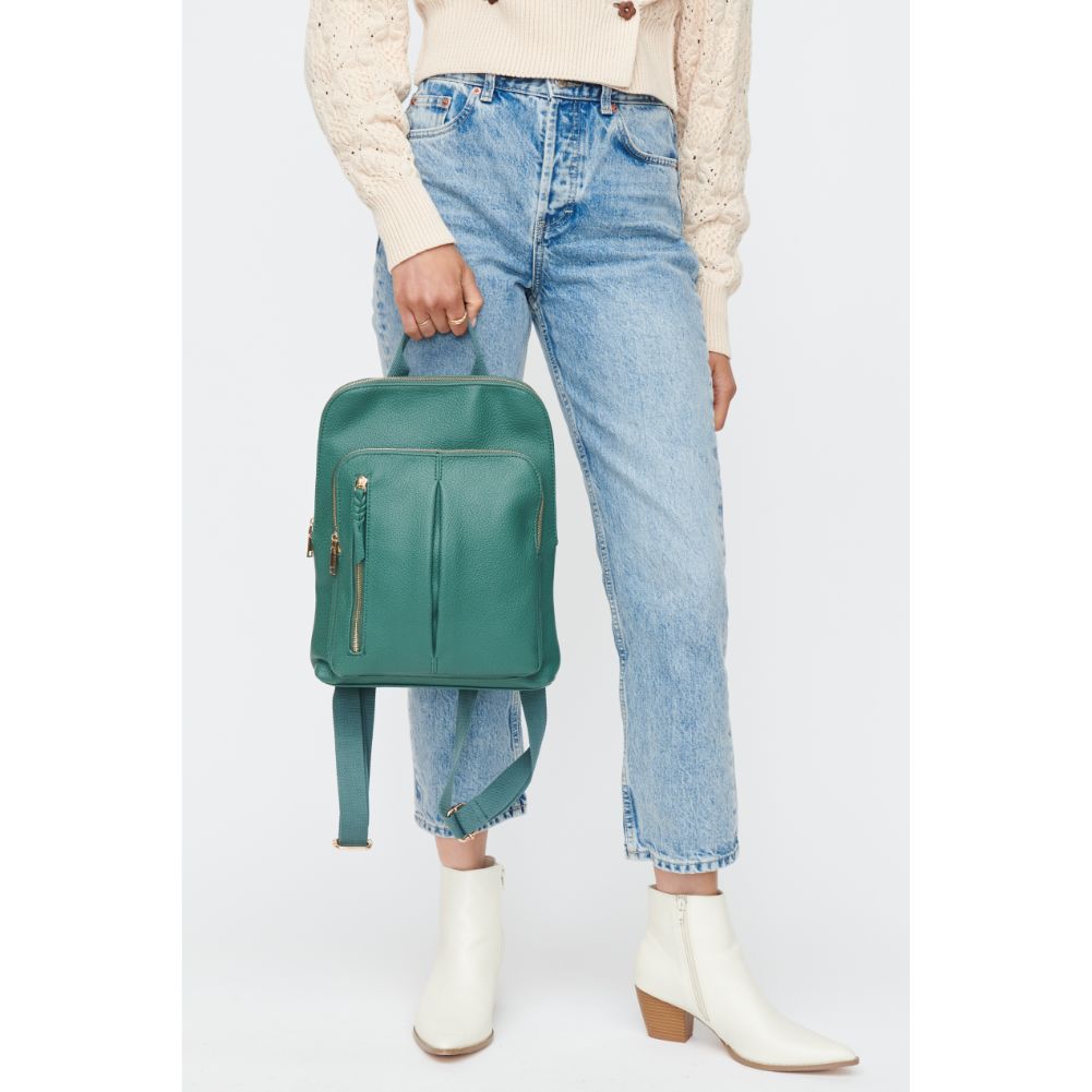 Woman wearing Emerald Moda Luxe Lily Backpack 842017130345 View 4 | Emerald