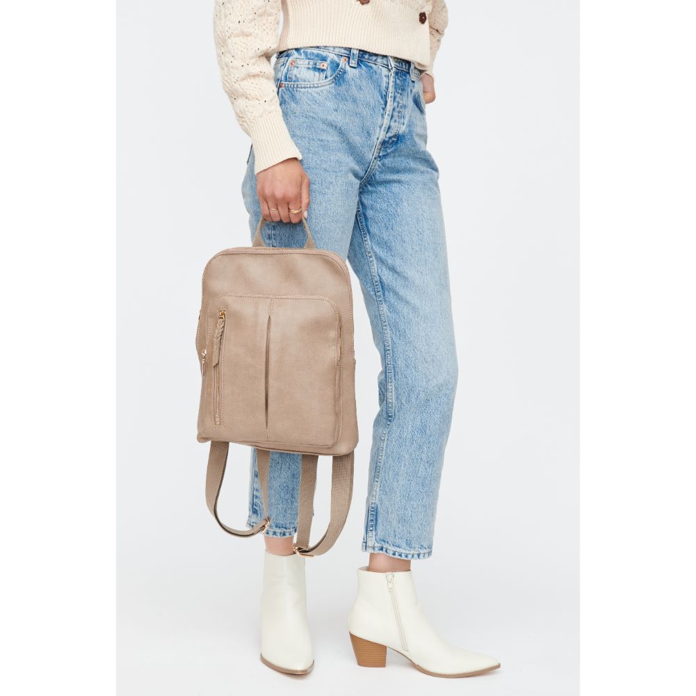 Woman wearing Natural Moda Luxe Lily Backpack 842017130338 View 4 | Natural