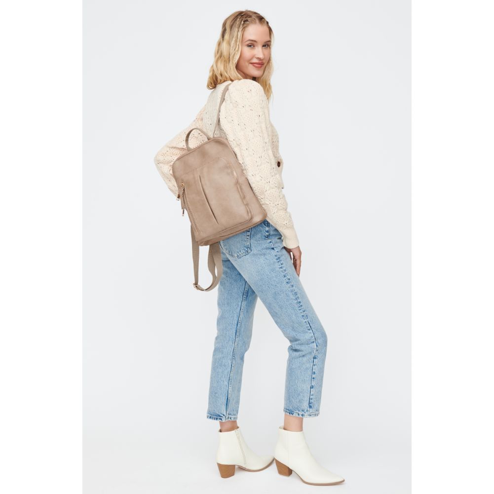 Woman wearing Natural Moda Luxe Lily Backpack 842017130338 View 3 | Natural